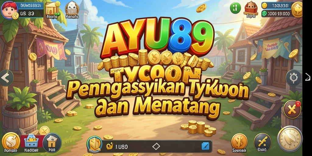 Tangkapan layar utama AYU89 menunjukkan aksi menarik dalam pengelolaan bisnis Tycoon.