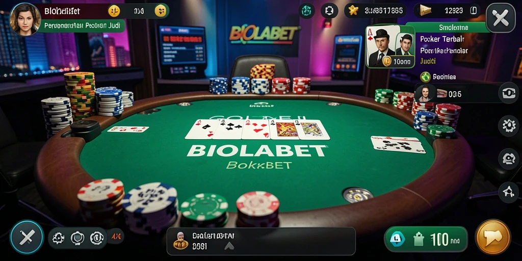 Screenshot utama BIOLABET menampilkan pemain bersaing dalam permainan Poker yang mendebarkan.