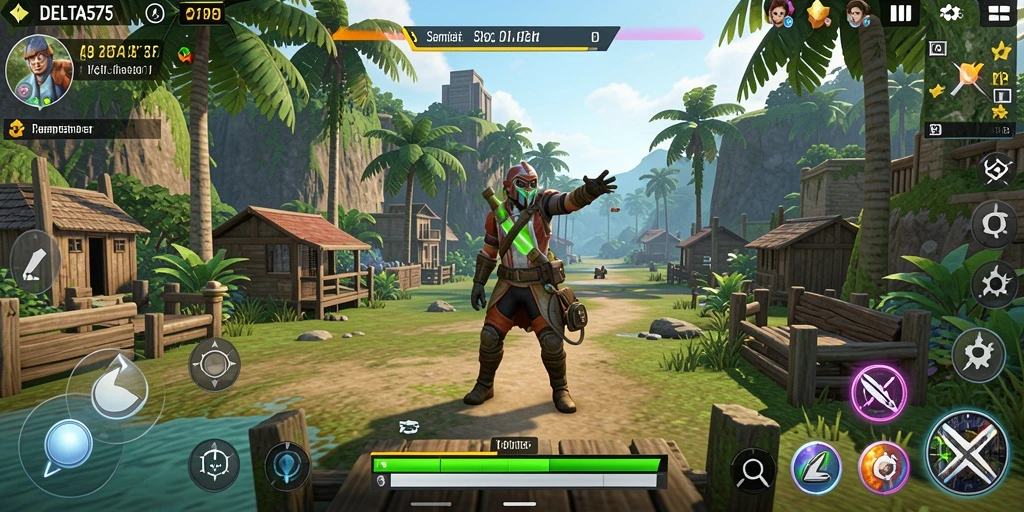 Tangkapan layar menunjukkan gameplay DELTA575 dengan karakter yang sedang berinteraksi.