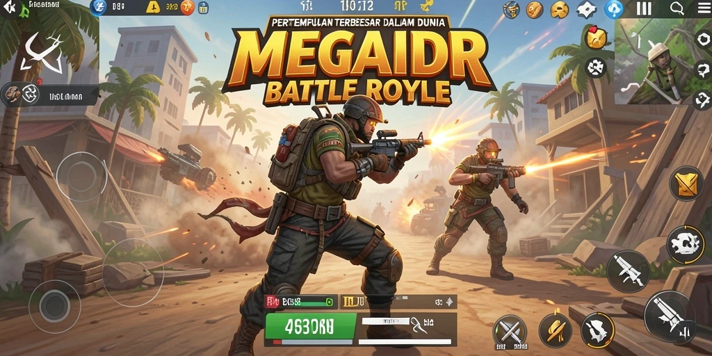 Tangkapan layar permainan MEGAIDR yang mendebarkan dalam pertempuran Battle Royale.