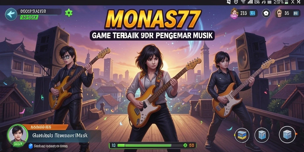 Tangkapan layar gameplay MONAS77 yang menunjukkan interaksi pengguna dalam permainan musik.