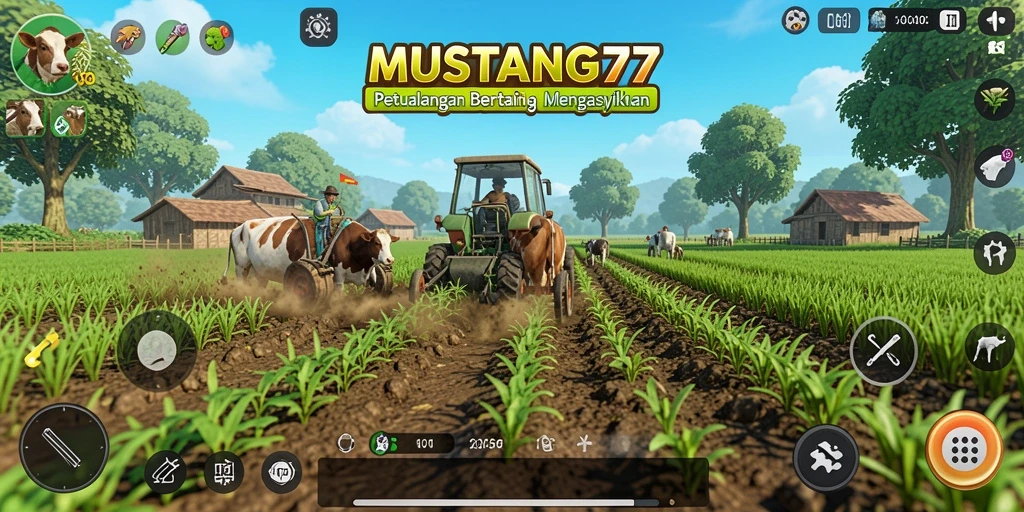 Tampilan gameplay MUSTANG77 dengan plot pertanian yang menakjubkan.