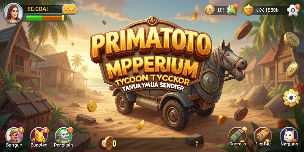 Screenshot gameplay PRIMATOTO menunjukkan aksi manajemen bisnis yang seru.