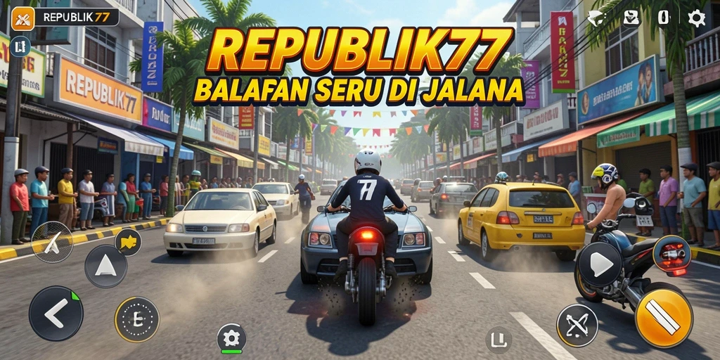 Gameplay mendebarkan dalam balapan mobil cepat di REPUBLIK77.