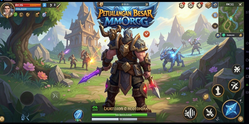 Screenshot RK55 menampilkan aksi seru dalam pertempuran MMORPG.