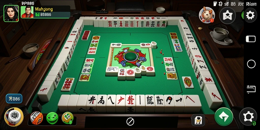 Screenshot menarik dari gameplay Mahjong di RP886.