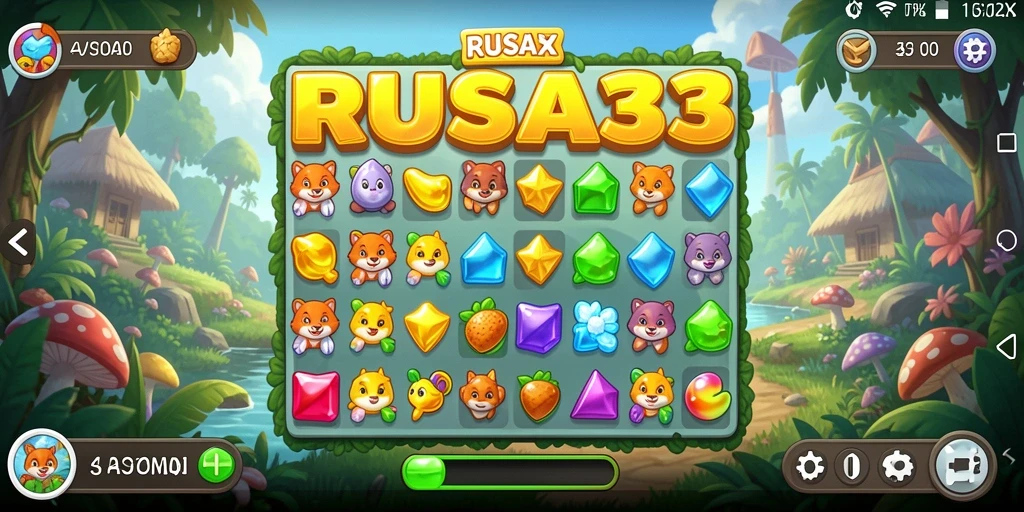 Tangkapan layar gameplay di RUSA33 menunjukkan momen menegangkan mencocokkan item.