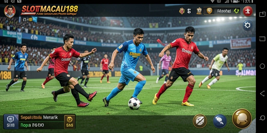 Tampilan gameplay SLOTMACAU188 yang seru dan kompetitif dalam sepak bola.