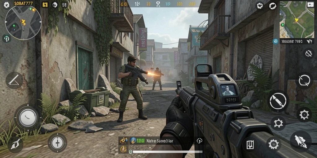 Gameplay SOBAT777 yang menegangkan dengan aksi pertempuran seru.