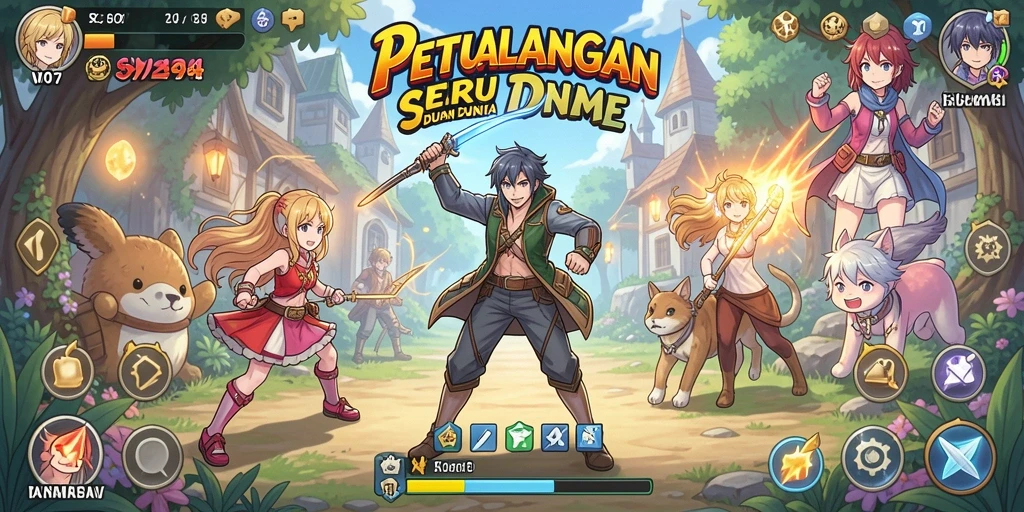 Screenshot gameplay V07 menunjukkan aksi keren dalam dunia Anime.